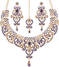 Touchstone Indian jewelry set for women bollywood gold jewellery wedding outfits necklace sets earrings bridal maang tikka fancy costume girls big desi accessories rhinestone in gold or silver tone