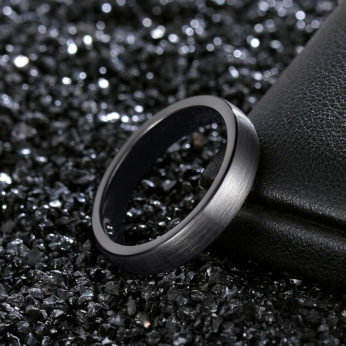 TRUMIUM 4mm 6mm 8mm Tungsten Rings for Men Women Engagement Wedding Band Brushed Black Comfort Fit Size 4-15