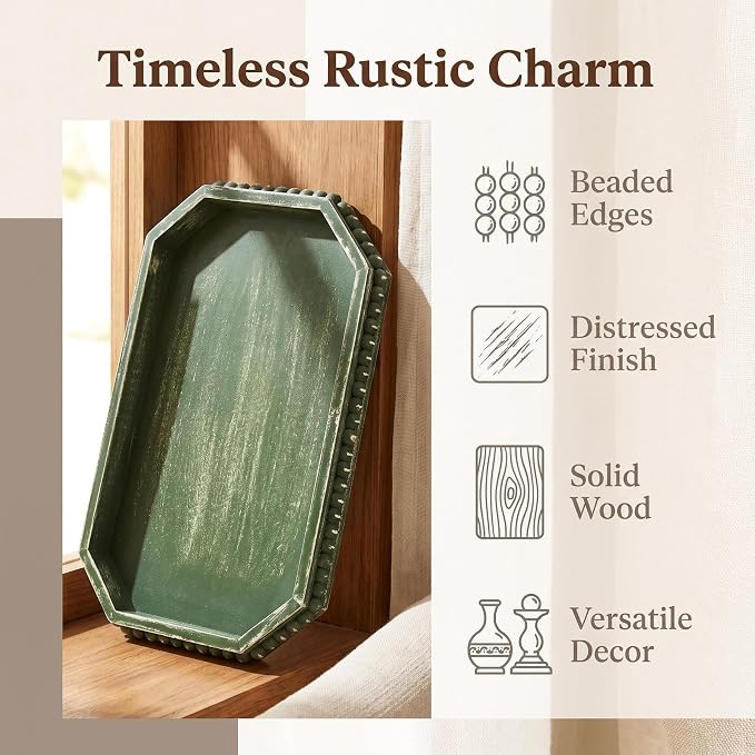 Hrastany Green Wood Decorative Tray, Coffee Table Tray - Image 4