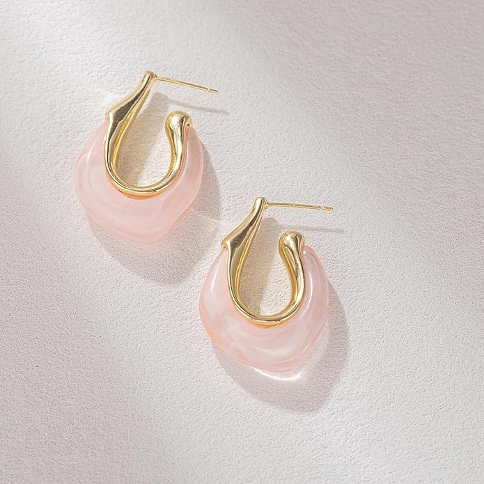 Acrylic Hoop Earrings Chunky Huggie Statement Vintage Earrings Cute Resin Drop Earring Trendy Jewelry Gifts for Women