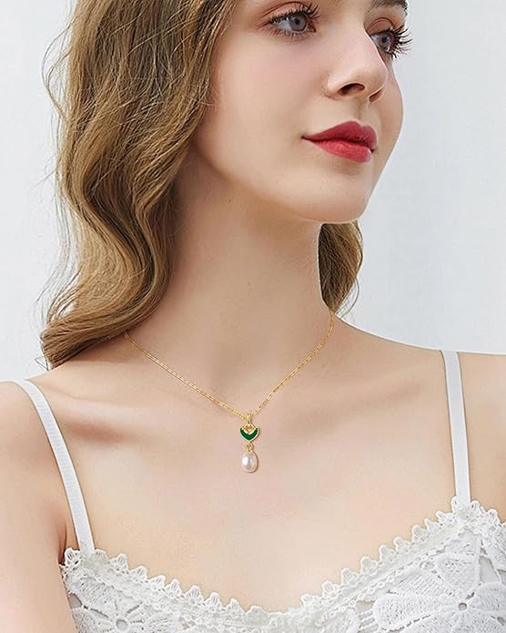Pearl Necklace for Women with 14K Gold Plated S925 Silver & Butterfly Pendant Necklace, 17.7"+2" Chain Length, Gift for Birthday, Mothers Day, Christmas, Anniversary, Graduation