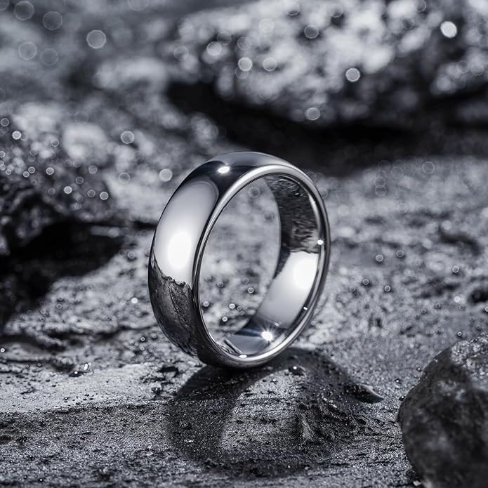 King Will Tungsten Carbide Wedding Band for Men Women Promise Rings for Couples Domed High Polish