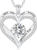 LOUISA SECRET Love Heart Birthstone Necklaces for Women, Birthday Gift for Girlfriend, Anniversary Jewelry Gift for Wife Her, 925 Sterling Silver Women Pendant Necklace, Mother's Day Christams Gift