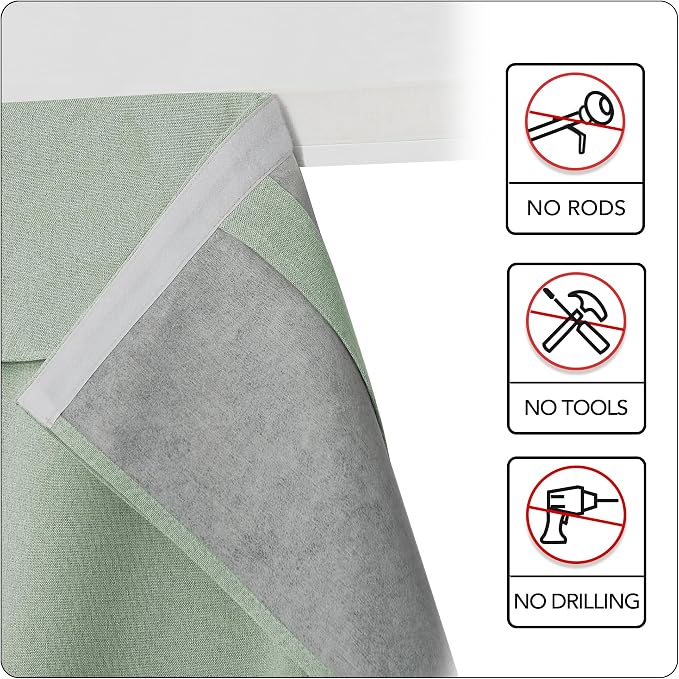 RYB HOME Linen Door Curtain 100% Blackout French Door Blinds - Image 6