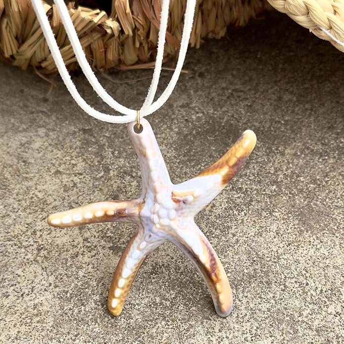 Large Starfish Shell Necklace for Women Bohemian Starfish Pendant Necklace Dainty Coastal Jewelry Summer Sea Vacation Necklaces Adjustable Shell Necklaces Summer Beach Surfer Jewelry Outfits Accessories