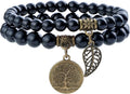 Bivei Natural Semi Precious Gemstone beads bracelet for women - Life Tree and Leaf Charm Energy Reiki Crystal Stretch Bracelets