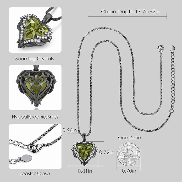 CDE Valentines Day Gifts for Women Angel Wings Necklace for Women with Birthstone, Love Heart Silver Tone/Gold Tone Pendant, Ideal Anniversary or Birthday Jewelry Gifts for Wife Girlfriend Her