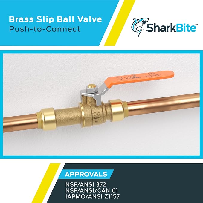 SharkBite 1 Inch Slip Ball Valve, Push to Connect Brass Plumbing Fitting - Image 5