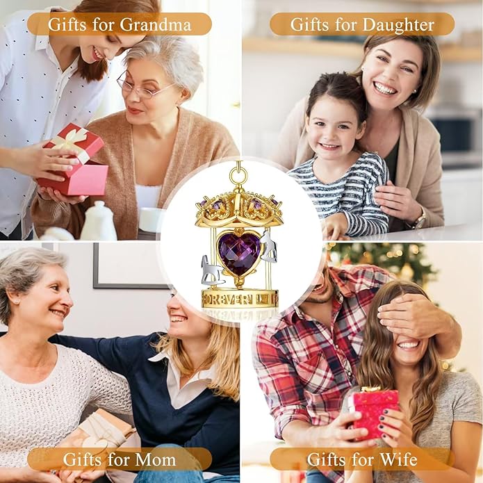 Gold Heart Pendant Necklace for Women ,14K Gold Cubic Zirconia Necklace Jewelry, Carousel Horses Pendant Necklaces Jewelry ,Valentines Gifts for Her Gifts,for Daughter Son Mom Granddaughter Grandma Christmas Birthday Presents