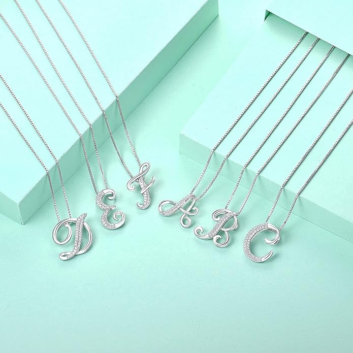 STARCHENIE Initial Necklace for Women 925 Sterling Silver Letter A-Z Pendant 26 Alphabet Jewelry