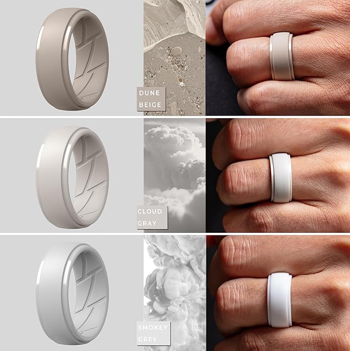 ThunderFit Men's Silicone Rings 10mm Wide 2.5mm Thick Rubber Bands, Breathable, Variety Multipack 1-10