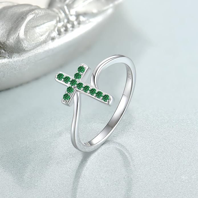 STARCHENIE 925 Sterling Silver Cross Ring for Women Size 5-10