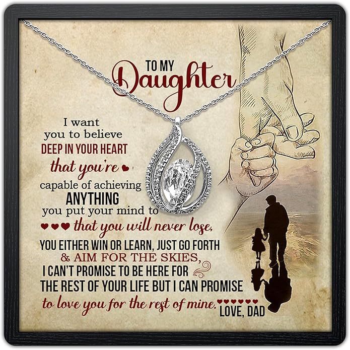 TRYNDI To My Daughter Necklace from Dad - Christmas Gifts for Daughter, Granddaughter, Daughter-In-Law, Women's Jewelry Gifts for Women Birthday, Valentine's Day, Mother's Day