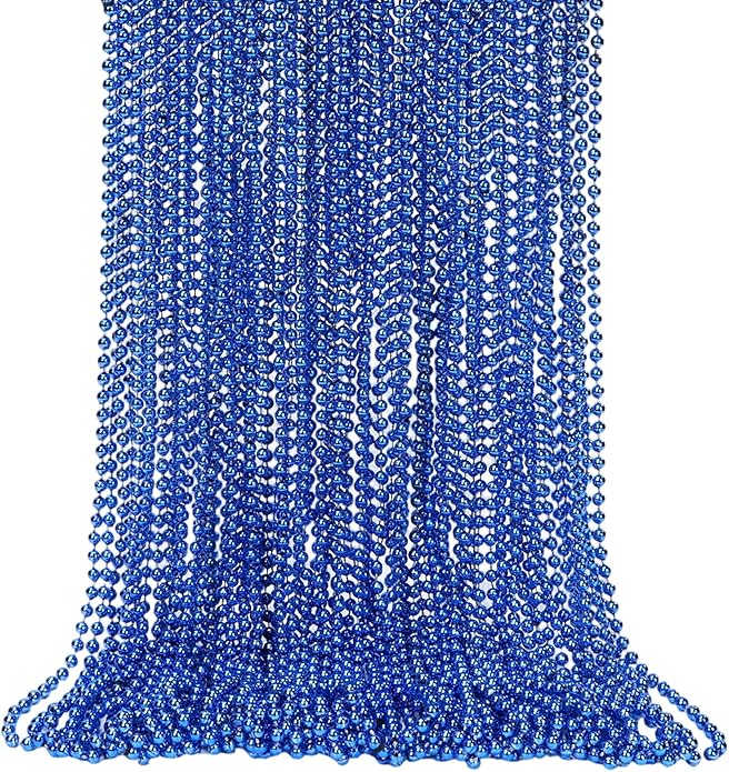 Mardi Gras Beads Necklaces, 33 Inch Plastic Beads for Party Favors, Festival Decorations, Parade Throws, Christmas, St. Patrick's Day Celebrations