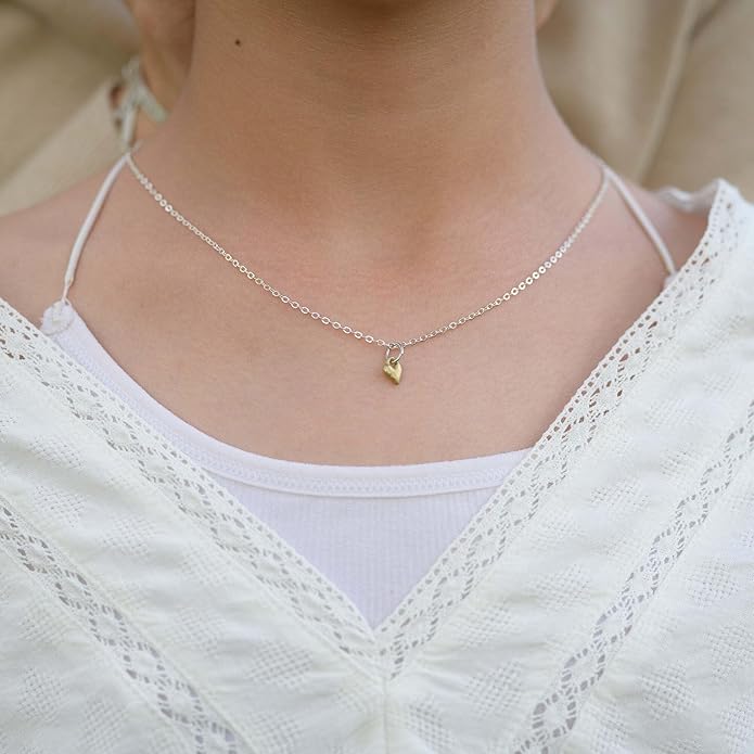 LISA LEONARD DESIGNS Brass Little Heart Pendant Neckalce in 18" Chain, Minimalists Jewelry, Dainty Necklaces, Necklaces For Women, Gift For Her