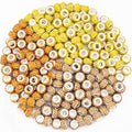 200 Pieces European Large Hole Spacer Beads, Zyehxed Yellow European Craft Beads Rhinestone Lampwork Beads Fairy Garden Beads for DIY Charms Bracelet Necklace Earring Jewelry Making Supplies