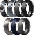ThunderFit Silicone Rings for Men - 7 Rings / 4 Rings / 1 Ring Step Edge Rubber Wedding Bands 10mm Wide - 2.5mm Thick