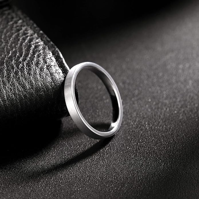 Frank S.Burton 3mm 4mm 6mm 8mm Black/Silver/Rose Gold Tungsten Rings for Women Men Wedding Band Engagement Ring Comfort Fit Beveled Edges Size 4-15