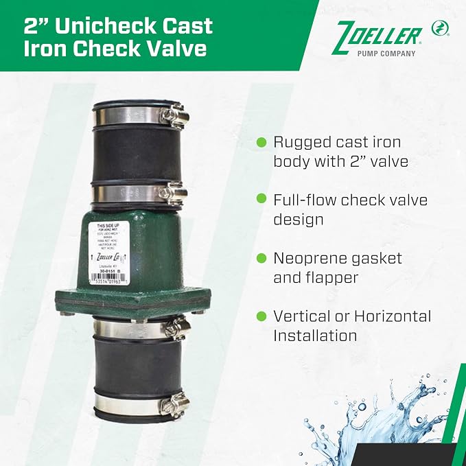Zoeller 30-0151 2-Inch Cast Iron Slip x Slip Check Valve Union - Image 2
