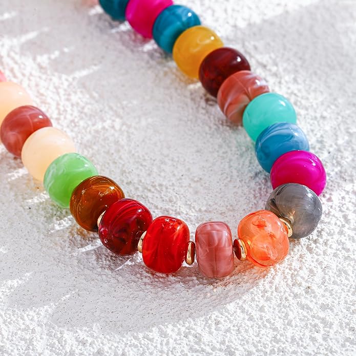 LILIE&WHITE Resin Chunky Beaded Necklace for Women Minimalistic Modern Statement Necklace Jewelry Accessories