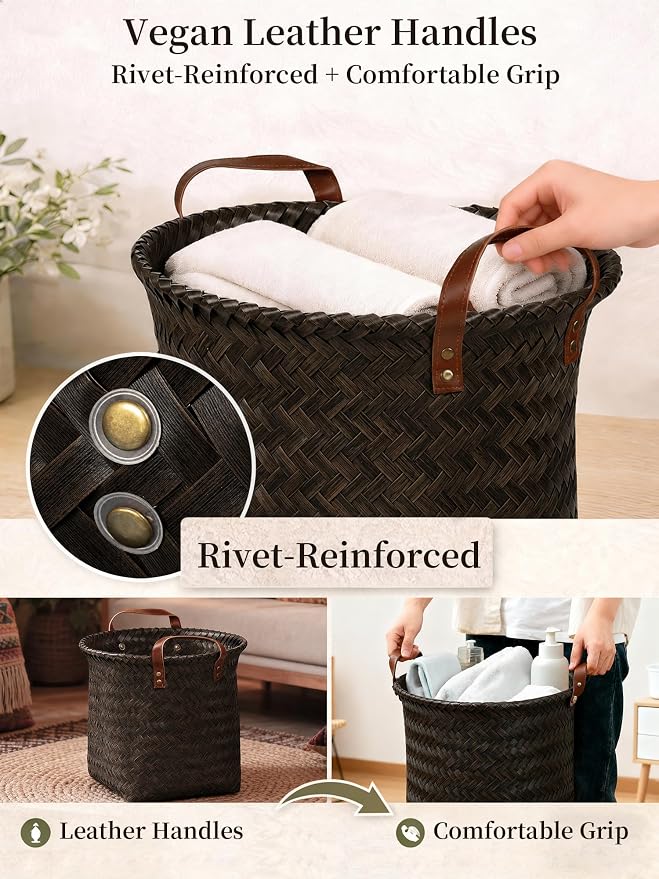 Wicker Storage Baskets, 4 Pack Woven Baskets - Image 5