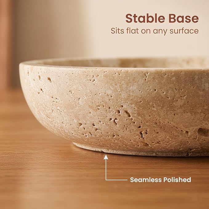 7.87" Natural Travertine Stone Decorative Bowl, Limestone | Marble bowl - Image 4