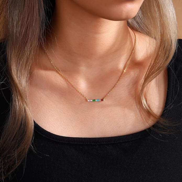 Wendy Made Personalized 1-6 Birthstone Necklace for Women — Custom Dainty Jewelry with Adjustable Chain for Mother’s Day, Birthday, Anniversary & Christmas Gifts