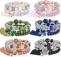 Bohemian Bracelet Sets for Women - 6 Sets Stackable Stretch Bracelets Multi-color Boho Jewelry for Women Hippie Bracelets Dainty Jewelry
