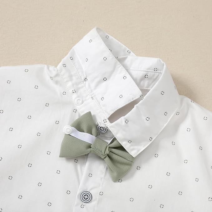 nilikastta Boy Suit Toddler Boy Outfit Boy Dress Shirt with Bowtie/Suspender Pants Gentleman Wedding Outfits 1-10 Years