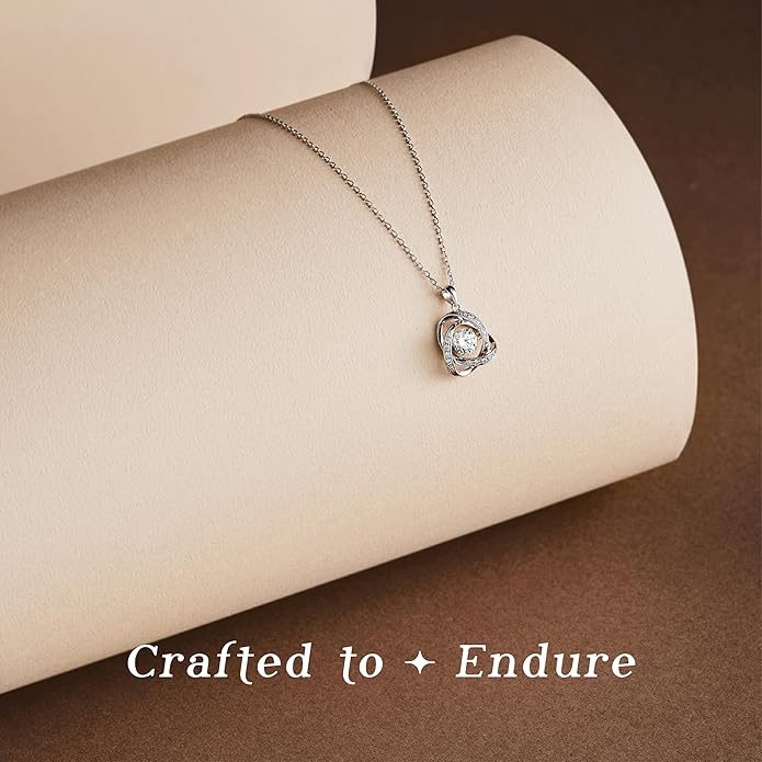 ARINZA Moissanite Necklace for Women, 1 Ct 925 Sterling Silver Dancing Diamond Pendant, 18+2 Inch Chain, Valentine’s Day Christmas Gift for Her, Wife, Mom, Anniversary, Birthday