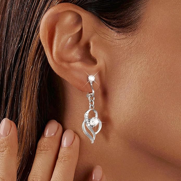Clip On Earrings Sliver Dangle Earrings for Women Trendy Hanging Drop Earing Hypoallergenic Clip On Earring Birthday Gifts for Women Jewelry