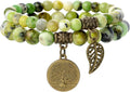 Bivei Natural Semi Precious Gemstone beads bracelet for women - Life Tree and Leaf Charm Energy Reiki Crystal Stretch Bracelets