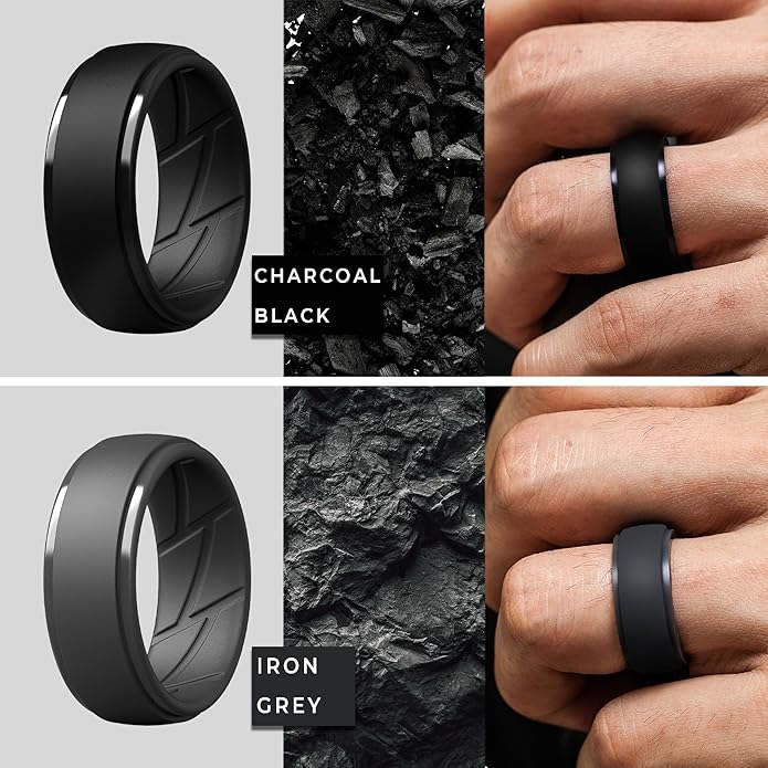 ThunderFit Men's Silicone Rings 10mm Wide 2.5mm Thick Rubber Bands, Breathable, Variety Multipack 1-10