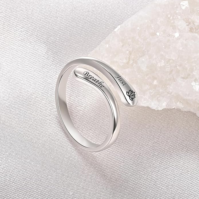 Fookduoduo 925 Sterling Silver Ring Inspirational Jewelry adjustable Wrap Open Rings for Women