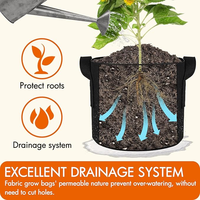 Gardzen 6-Pack 3 Gallon Grow Bags Fabric Pots - Image 4