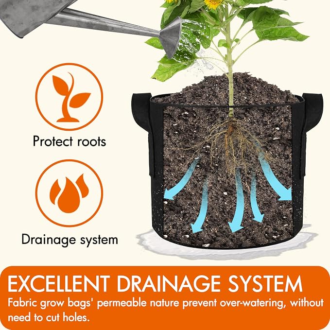 Gardzen 6-Pack 25 Gallon Grow Bags, Aeration Fabric Pots - Image 4