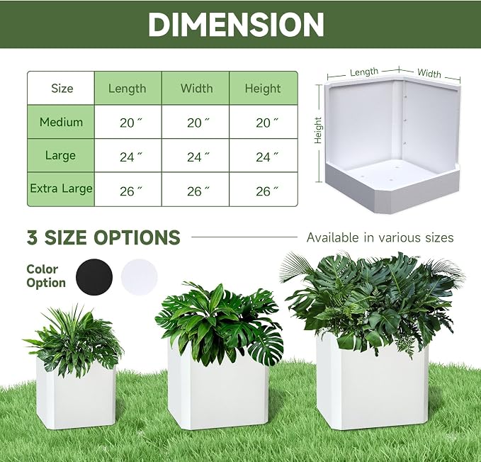 Metal Planter Box 24”L x 24"W x 24"H Large Square Steel Planter Box | Outdoor - Image 2