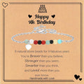 Birthday Gift for 9-16 Year Old, Small Natural Stone Beaded Bracelet Adjustable Heart Charm Bracelet for Daughter Granddaughter Sister Niece Friend on Birthday Graduation with Message Card Gift Box
