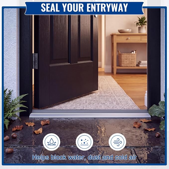 Tandefio 2 Pcs 3-1/2" x 5/8" x 36" Door Threshold Heavy Duty Aluminum and Vinyl - Image 7