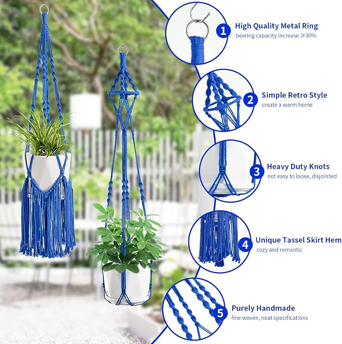 SFENNGPET Macrame Plant Hangers, handmade macromay plant hangers, indoor flower - Image 2