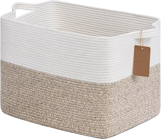 Goodpick 50L Large Woven Rope Storage Basket, Light Brown | 18" × 14" × 12" by Goodpick