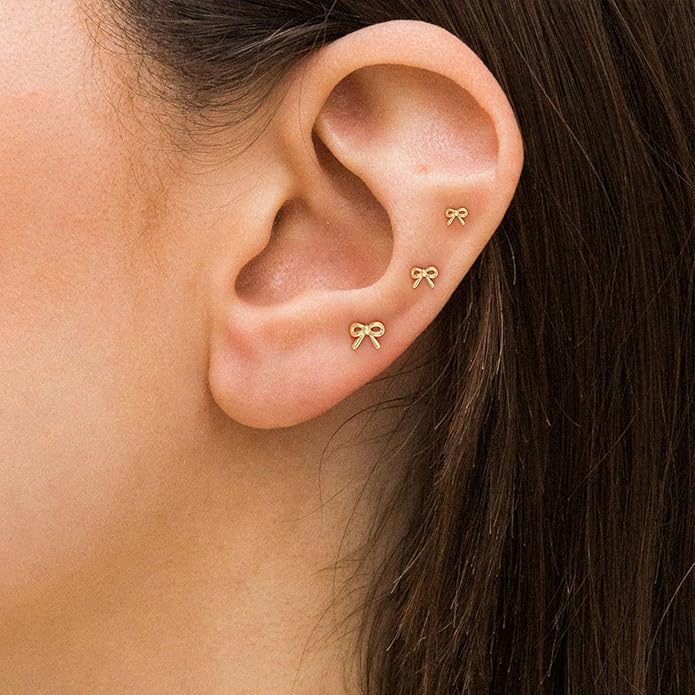 VRIUA 20G Tiny Flat Back Earrings for Women - 14K Gold/Silver Plated Small Flat Back Stud Earrings Hypoallergenic Cartilage Helix Piercing Jewelry