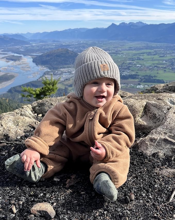 Baby Beanie Fleece Lined Toddler Winter Hat with Ear Flaps Little Girls Boys Warm Hats Cute Beanies for Kids