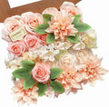 FACINOC Roses Artificial Flowers Peach Pink Bouquet Fake Flower Box Set | DIY by FACINOC
