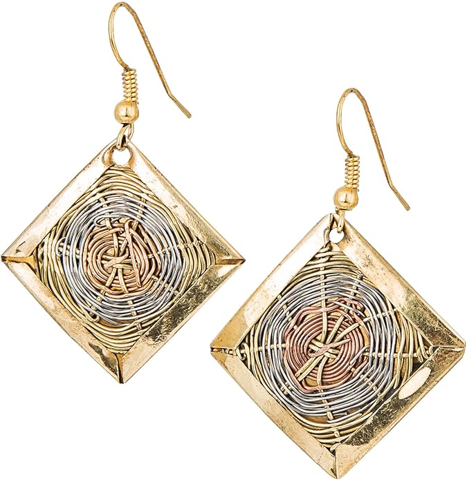 SPUNKYsoul Handmade 3 Toned Basket Weave Earrings | SPUNKYsoul Collection