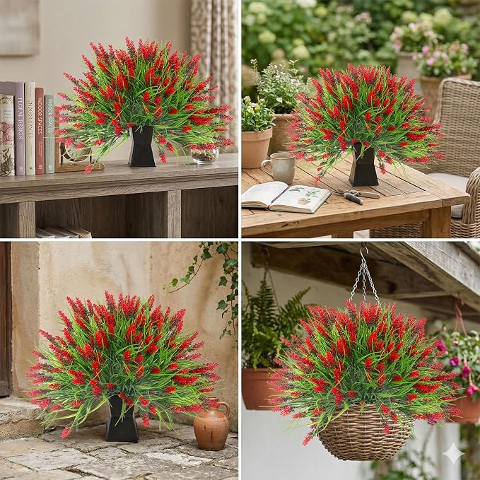Rowfad 22 Pcs Artificial Outdoor Flowers Fake Outdoor Plants Monkey Grass - Image 7