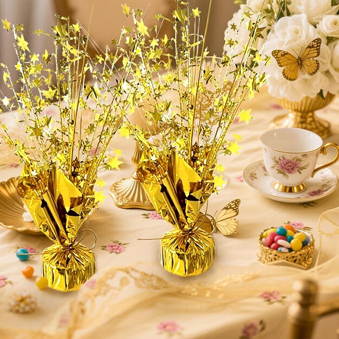 12 Pcs Metallic Foil Spray Centerpiece Party Star Table Decoration Brust - Image 6