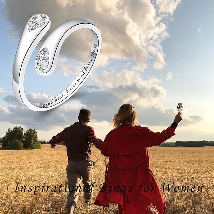 Fookduoduo 925 Sterling Silver Ring Inspirational Jewelry adjustable Wrap Open Rings for Women