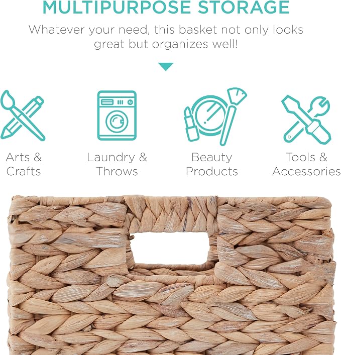 Best Choice Products 13x13in Pack of 5 Cube Storage Baskets, Water Hyacinth - Image 5