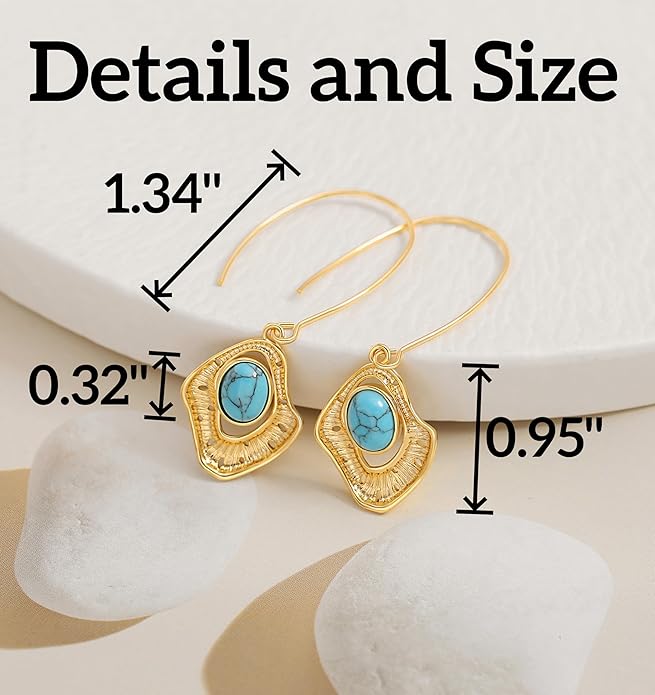 Geometric Drop Dangle Earrings Boho Statement Long Hoops 18k Gold Plated Lightweight Earrings for Women Girls
